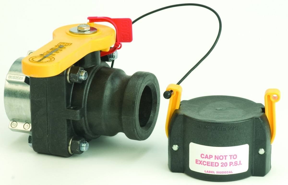 Válvula de bola "BANJO" en PPFV para contenedor IBC/GRG de rosca Buttress